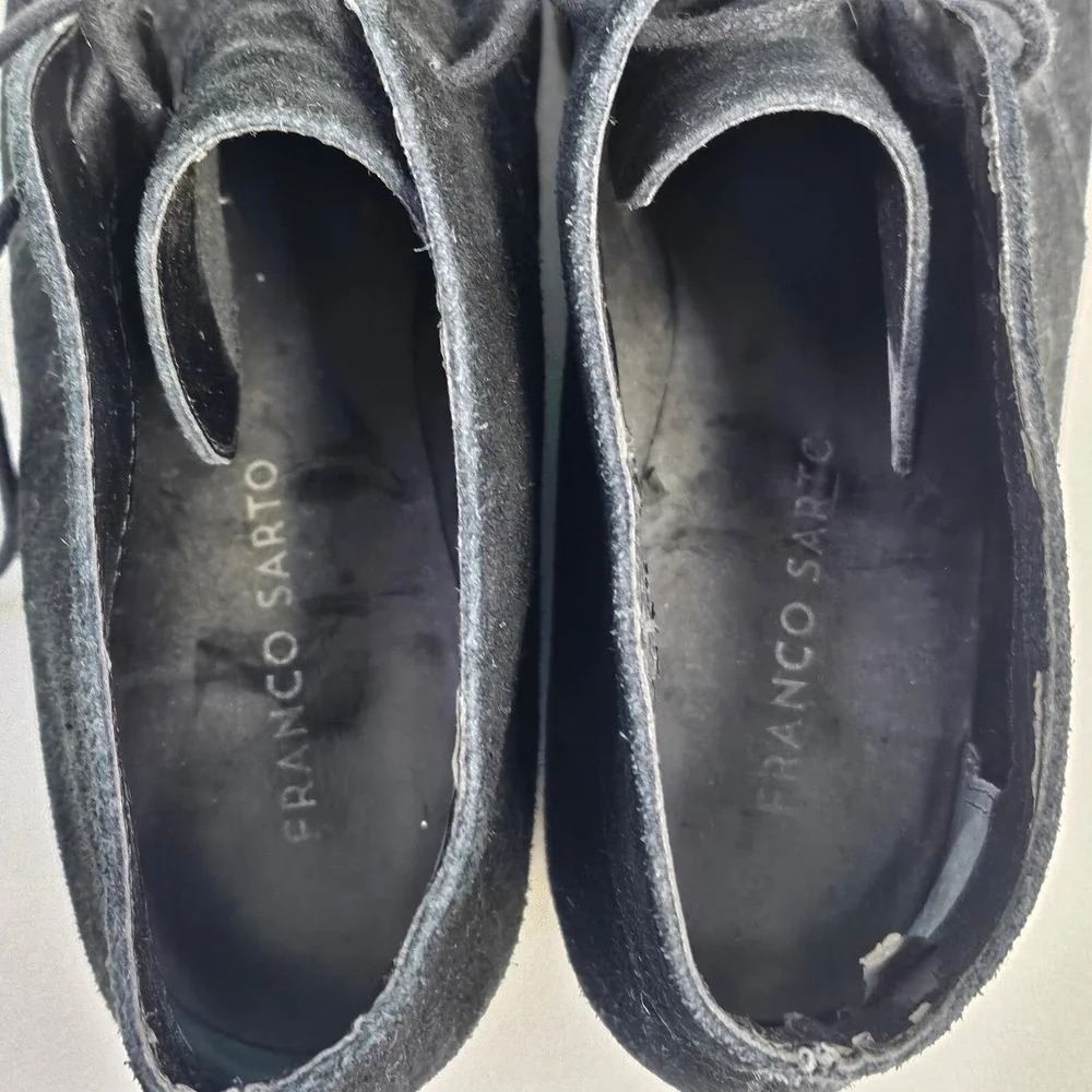 Franco Sarto Acquire Ankle Bootie Boots Womens‎ Size 8.5M Black Leather Lace Up